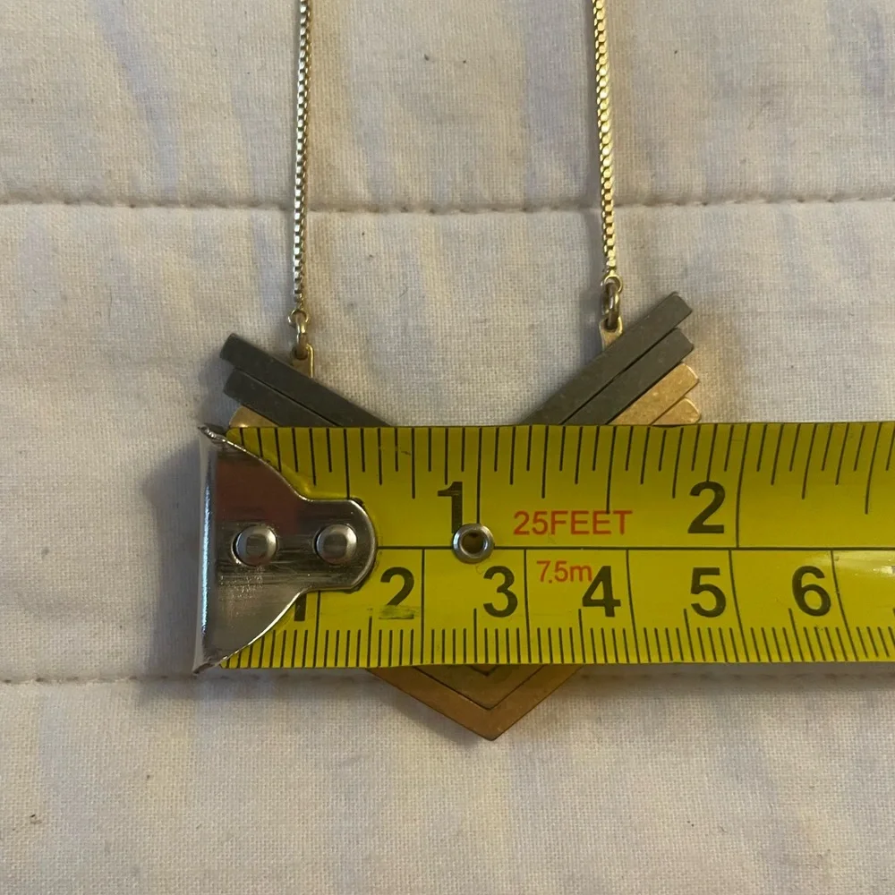 Madewell Gold and Silver tone Chevron Necklace Adjustable Chain - Picture 8 of 13